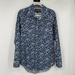 Rock & Roll Cowboy Mens Pearl snap shirt Paisley Blue Mens size small
